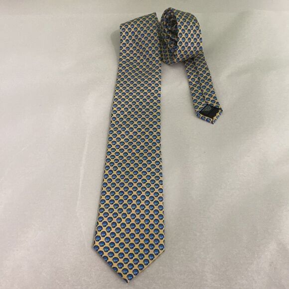 J.Crew The Silk Tie Mens Yellow Blue Shell Classic Tie - Picture 6 of 8
